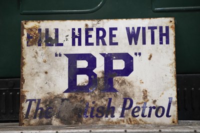 Lot 12 - Double sided 'Fill up with BP' enamel sign